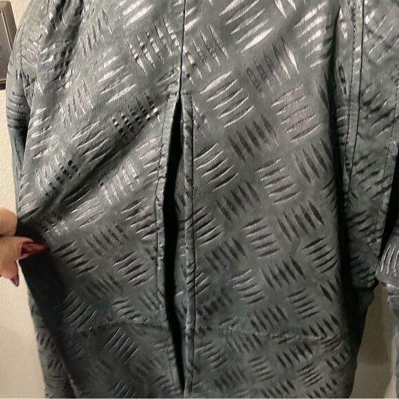 Vintage Andrew Marc Black genuine Leather Jacket Patterned Nubuck - Picture 11 of 15